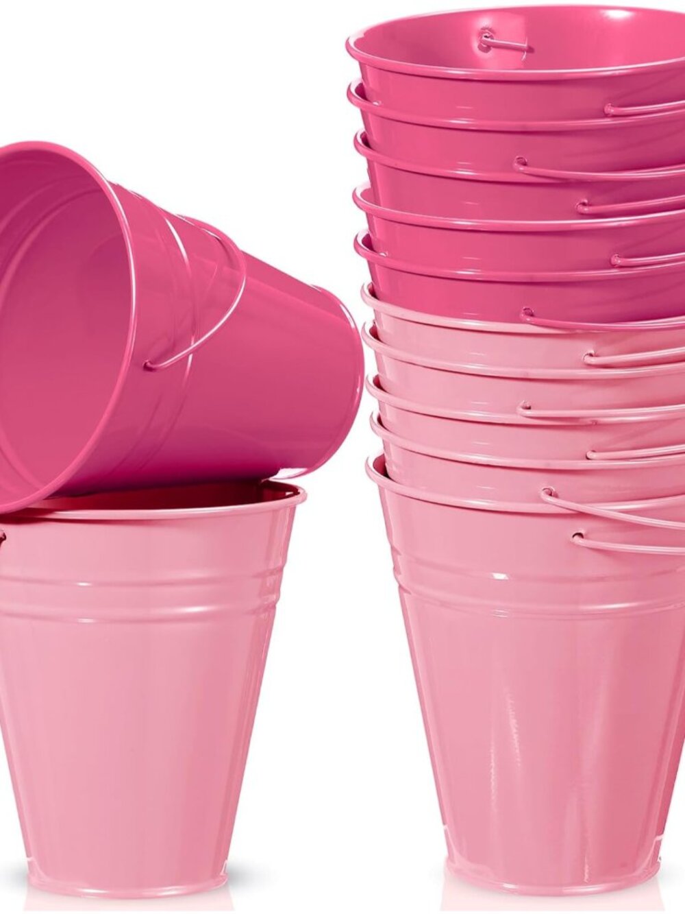 12 Pack 4.5 X 5 inch Pink Metal Buckets